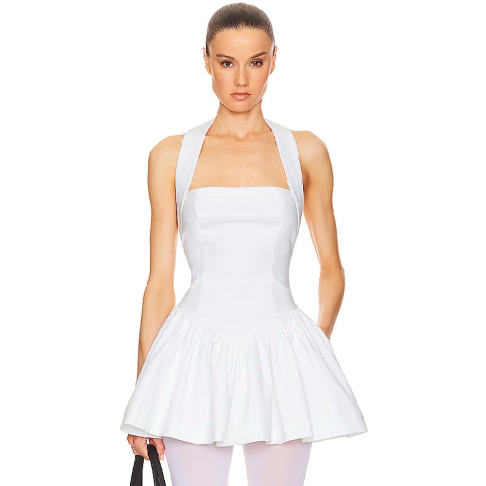 Helsa Faille Halter Mini Dress